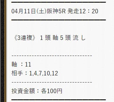 細川達成 予想 2020年4月11日阪神5レース
