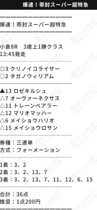 競馬予想サイト ヒーローズ 予想