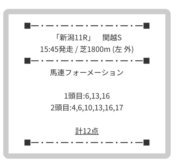 2023年7月29日（土） 新潟11R【検証2回目】