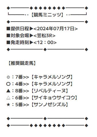 競馬ミニッツ　無料予想2