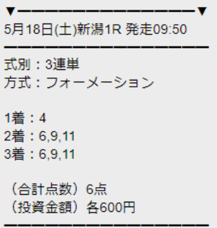 勝馬サプライズ 優良予想　1レース目検証