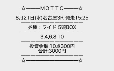 MOTTO 無料予想　1レース目検証