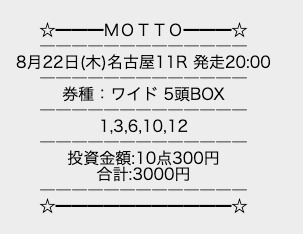 MOTTO 無料予想　2レース目検証