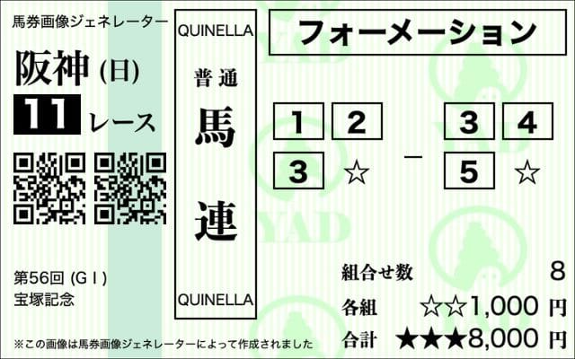 馬連フォーメーションの馬券