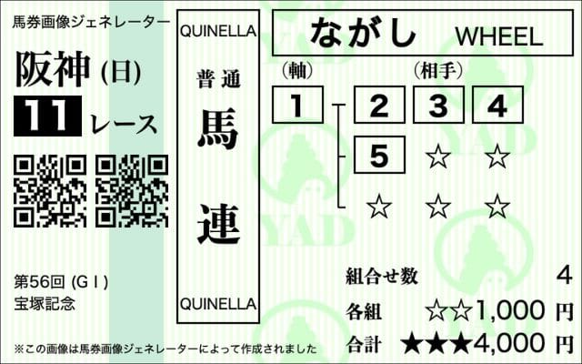 馬連流しの馬券